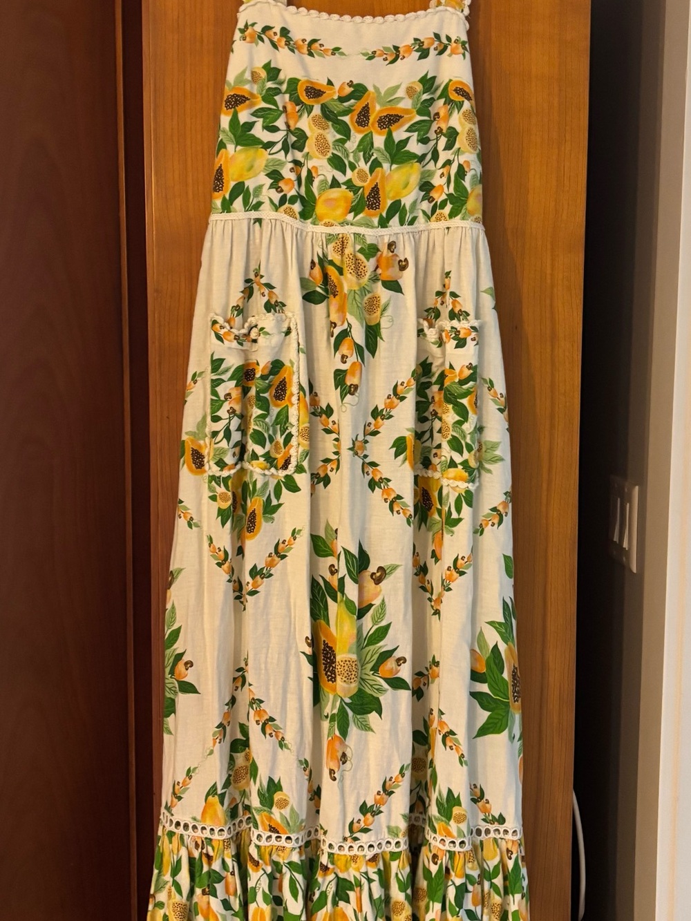 Farm Rio Papaya Salad Scarf Maxi dress - White and Yellow - Picture 5 of 13